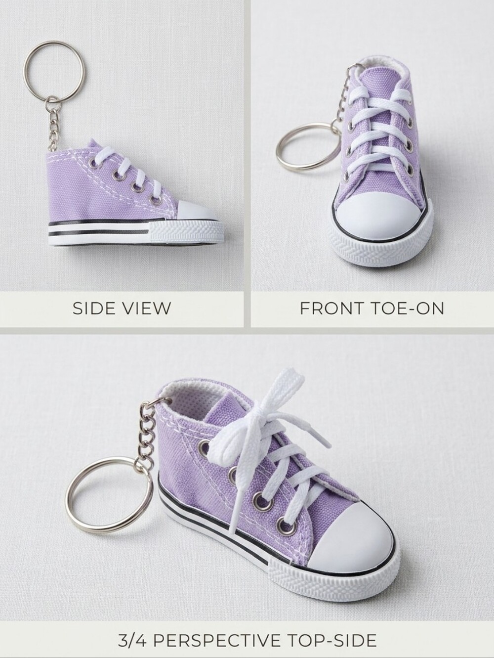 Lavender Canvas Shoe Keychain - Mini Sneaker Accessory